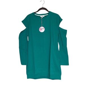 Hayden Cold Shoulder Sweatshirt Tunic Small NWT Green